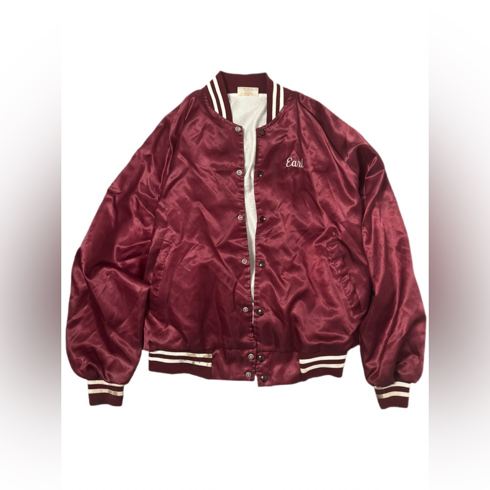 Vintage Auburn Sportswear Satin Bomber Jacket Cattlemen’s Club Riverbank CA XL